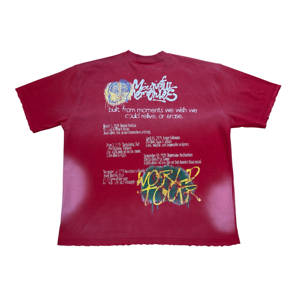"5 Stages of Grief Tee" in Sunwashed Red