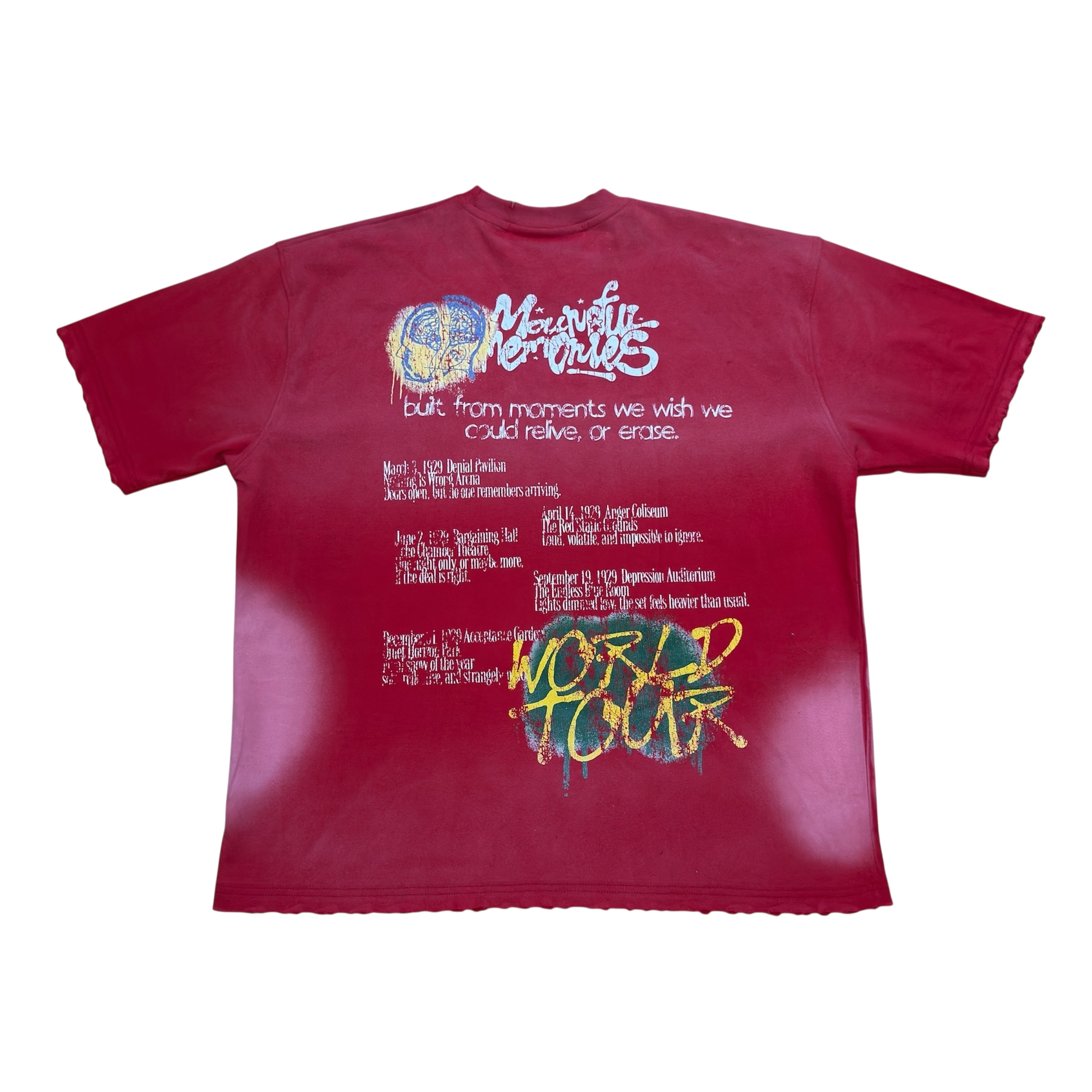 "5 Stages of Grief Tee" in Sunwashed Red