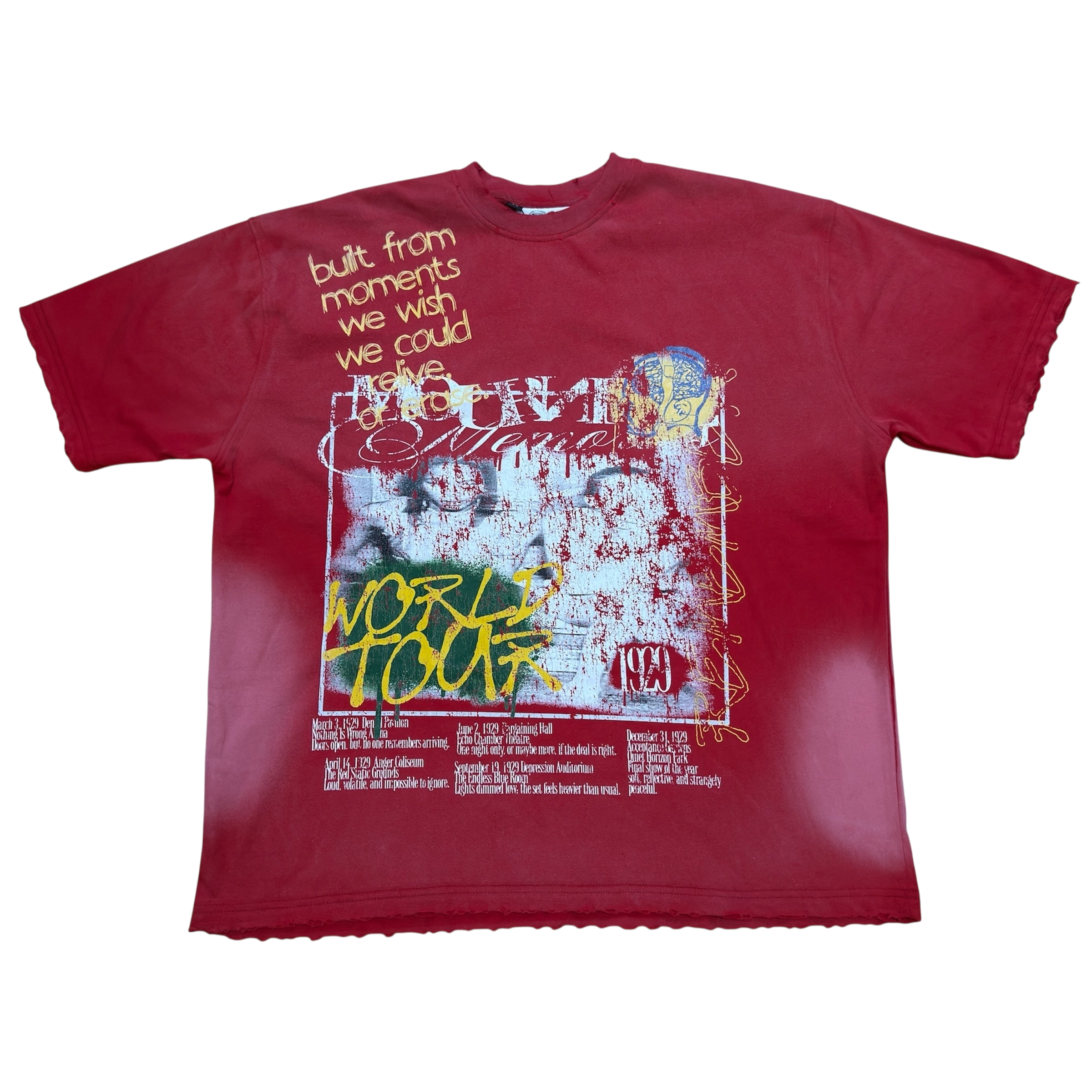 "5 Stages of Grief Tee" in Sunwashed Red