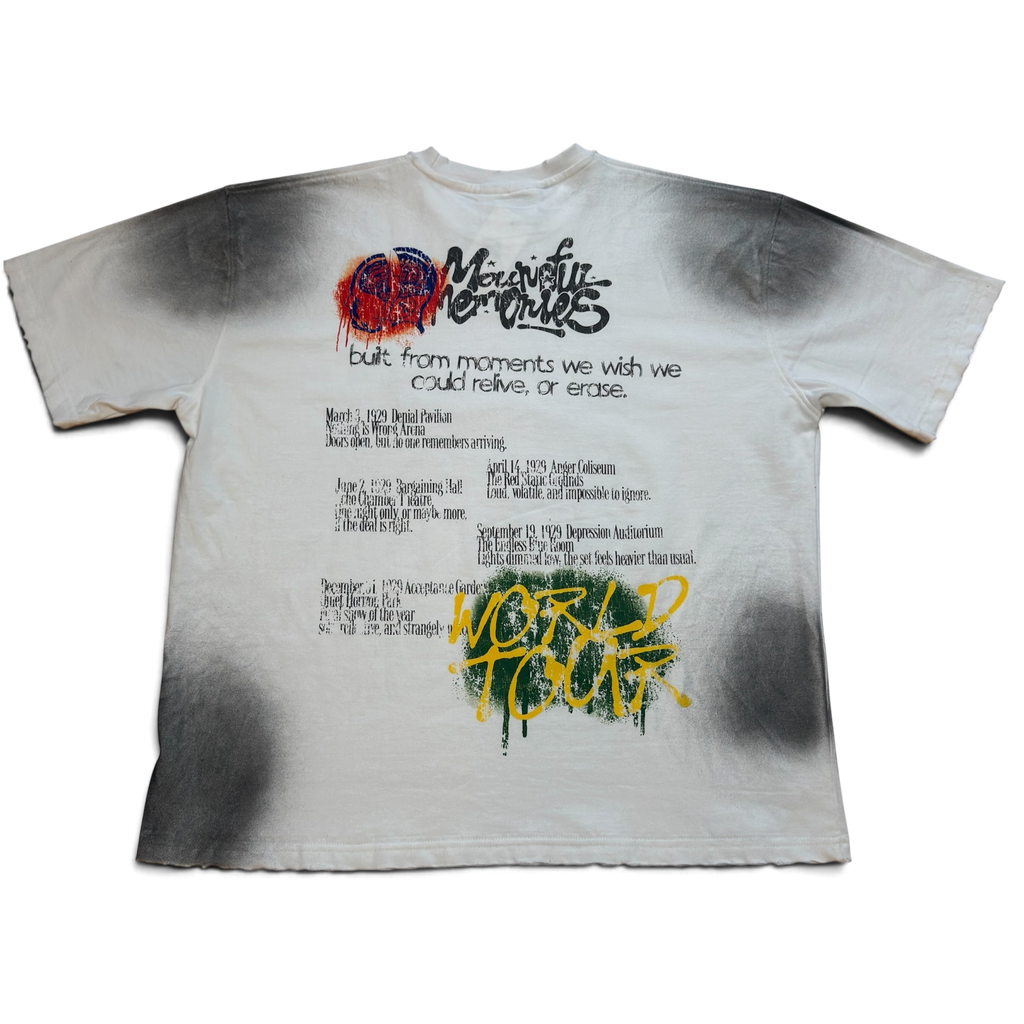 "5 Stages of Grief Tee" in Washed White