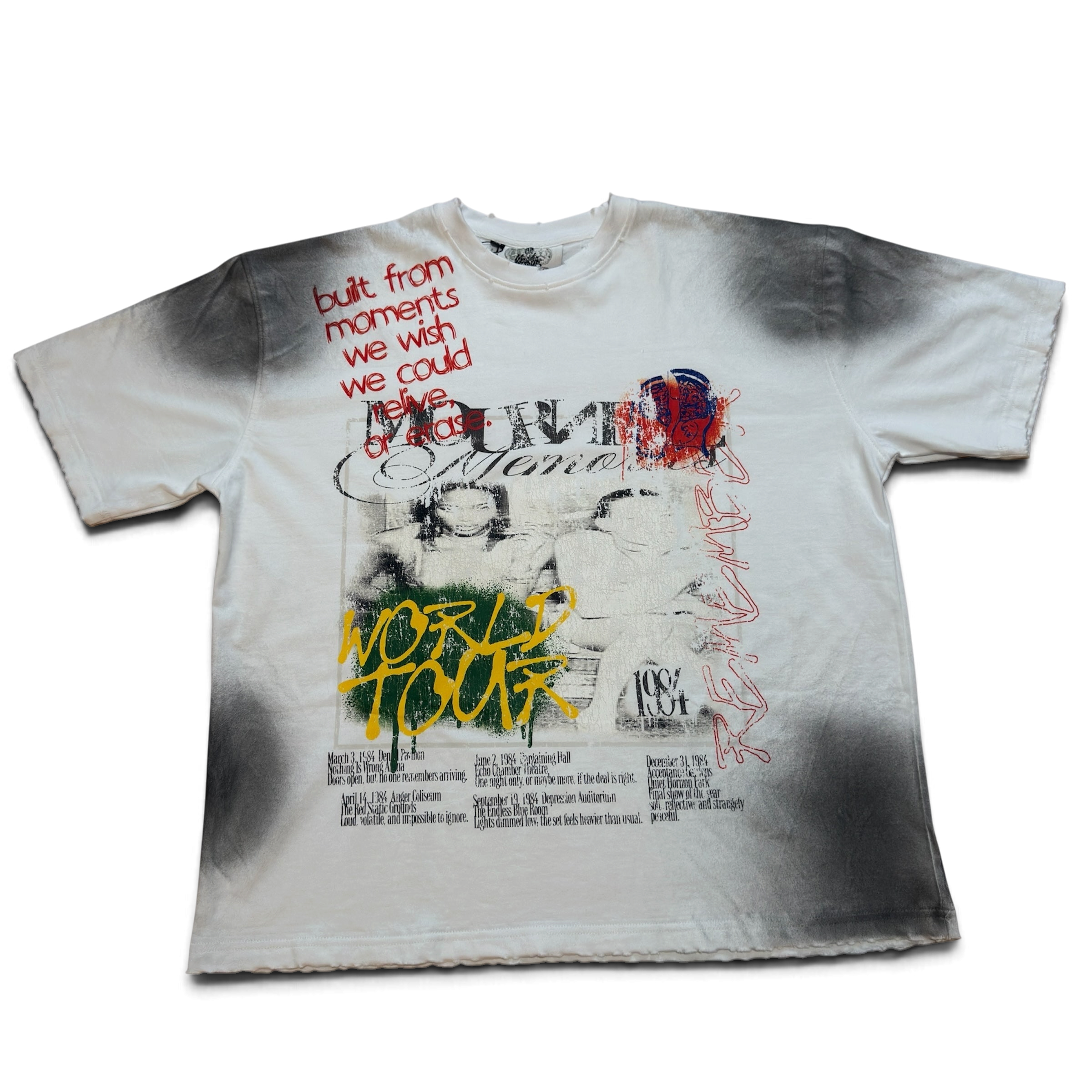 "5 Stages of Grief Tee" in Washed White