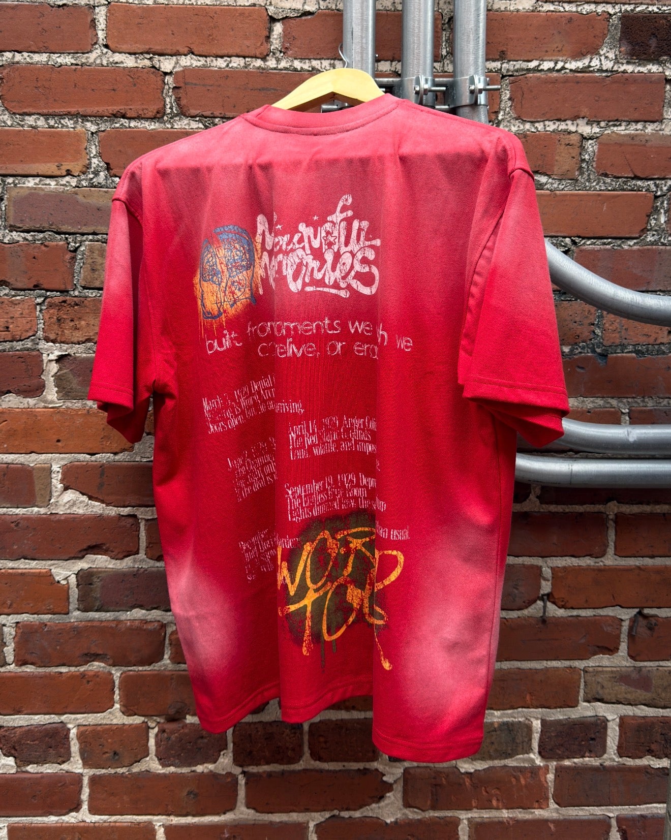 "5 Stages of Grief Tee" in Sunwashed Red
